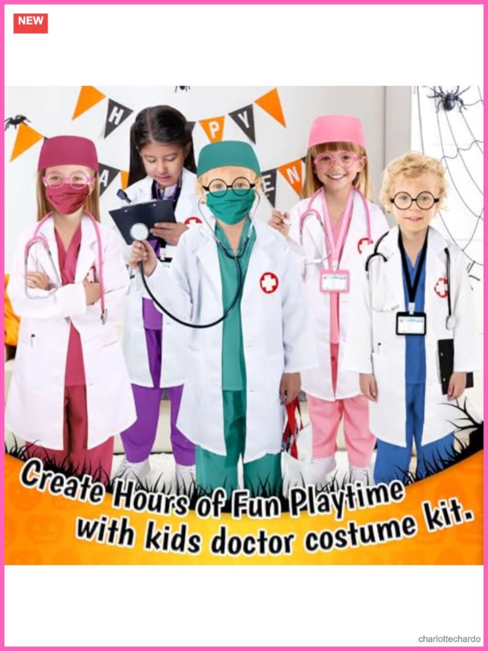 Kids Doctor Nurse Costume Set 12 Pcs Pretend Play Scrubs Lab Coat - Picture 5 of 6